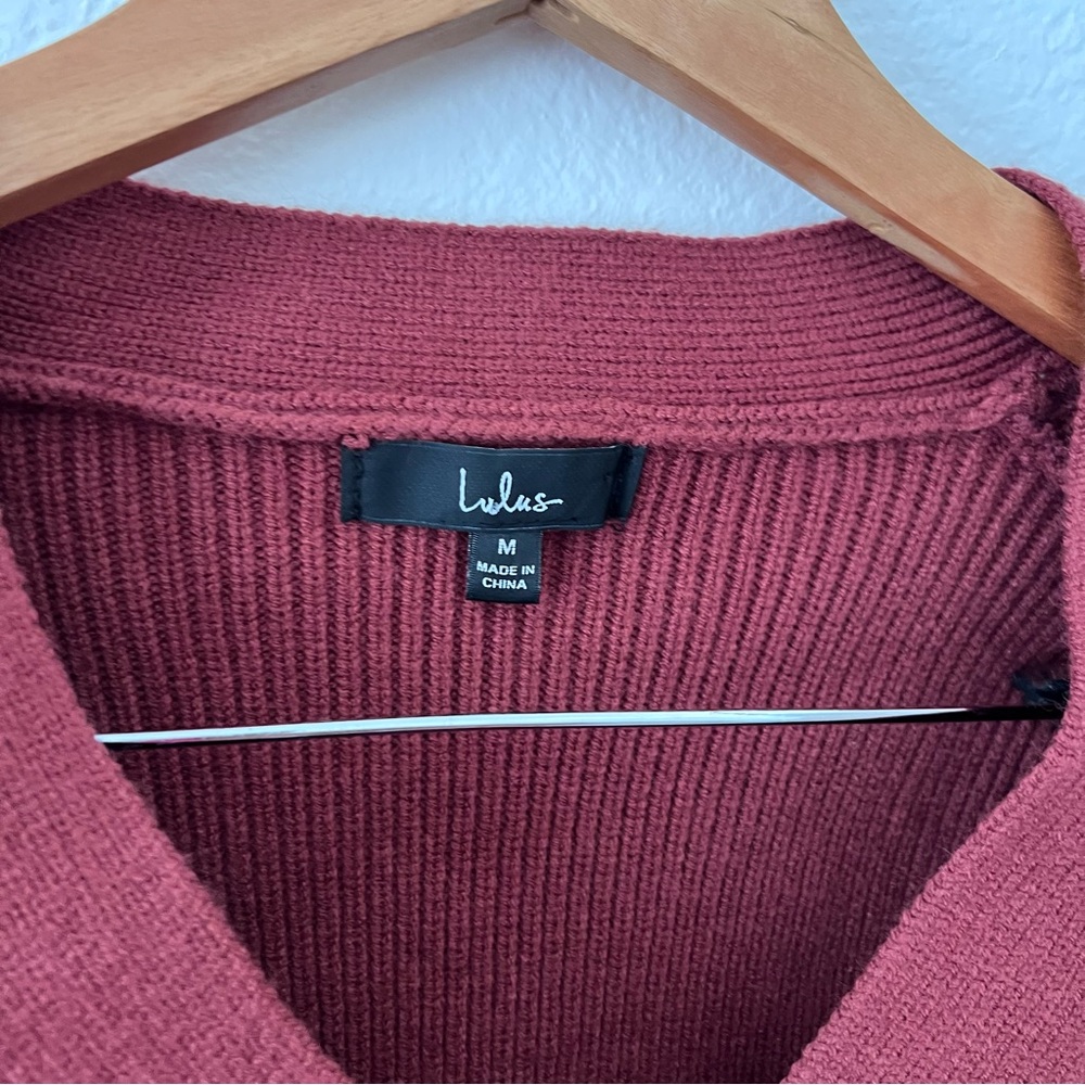 Lulu’s Rust Ruffled Button Up Cardigan Sweater Sz M - Picture 4 of 6